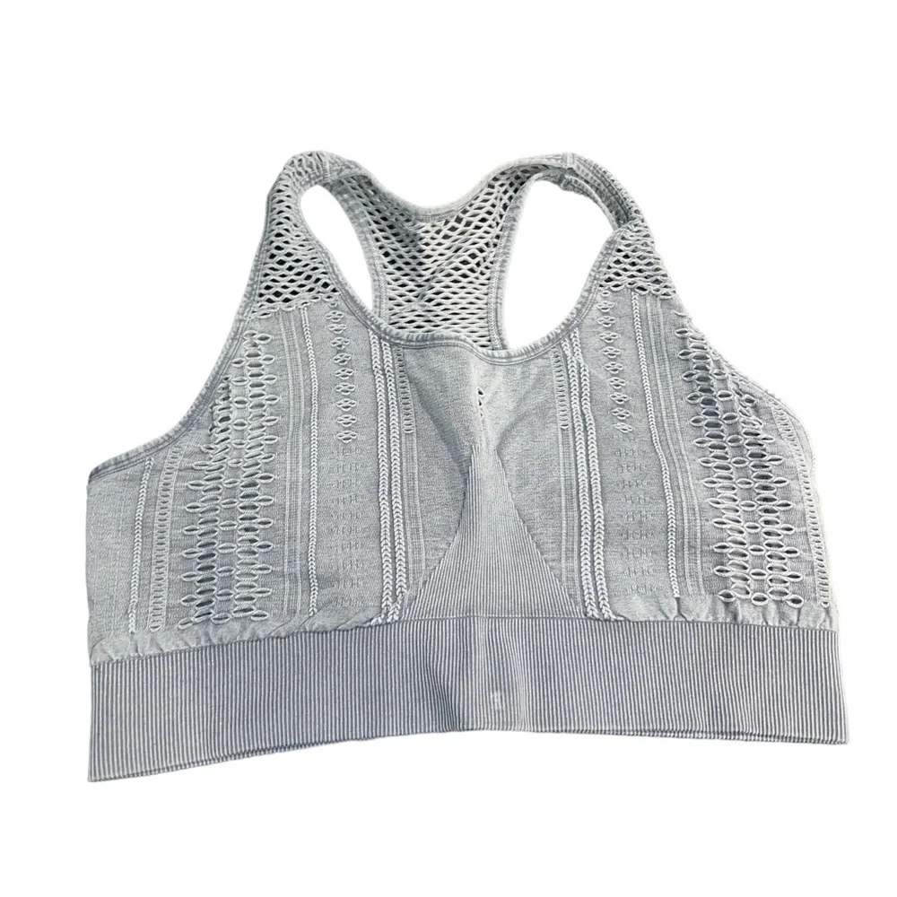 Nanette Lepore Play Womens 1X Blue Acid Wash‎ Mesh Seamless Racerback Sports Bra